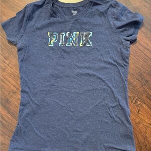Victoria's Secret Navy Tee with Colorful Logo